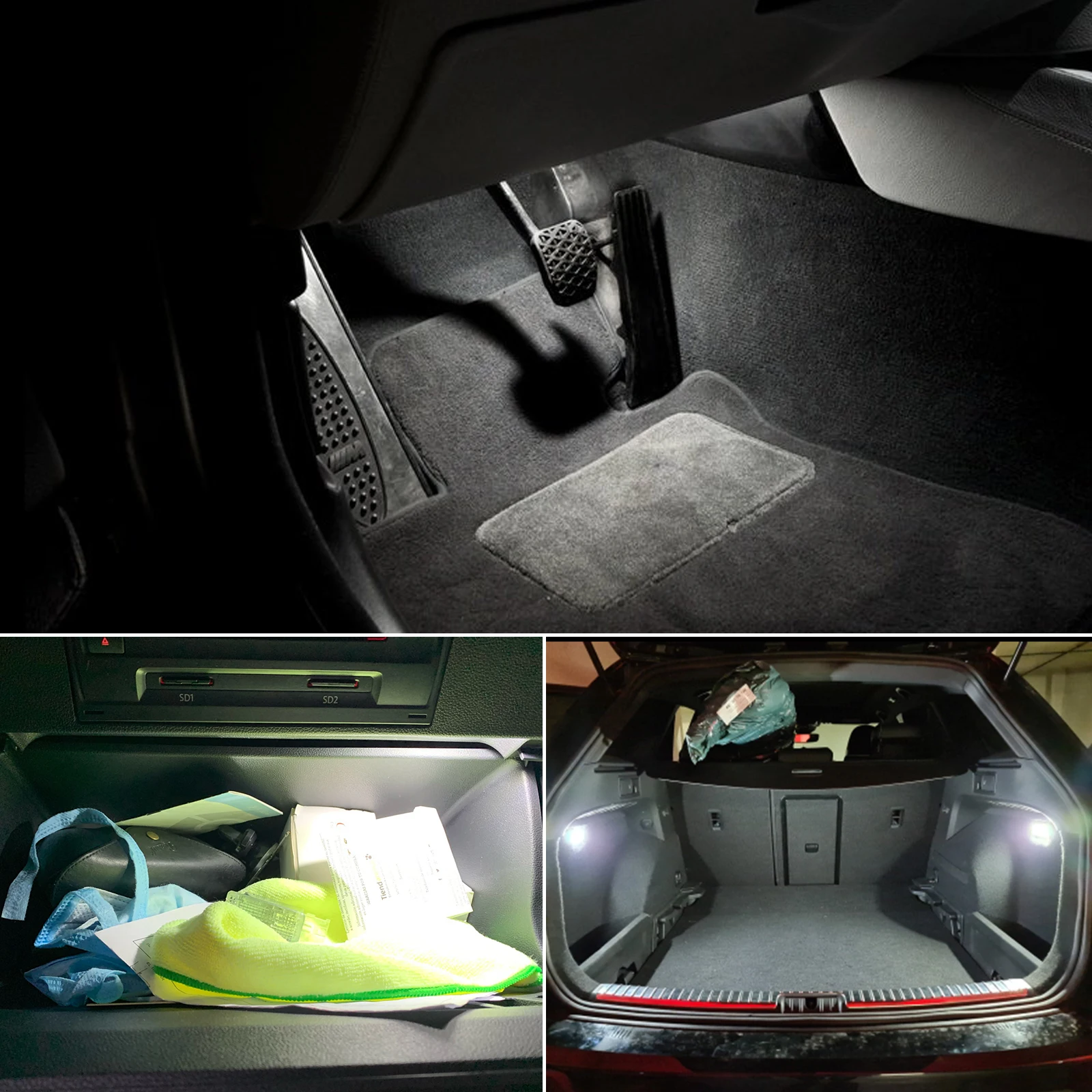 2x Ксеноновый Бяла Светлина За Краката и Багажник Багажника LED Интериора на Автомобила Лампа За VW Caddy Golf, Jetta, Passat, Polo, Sharan Tiguan