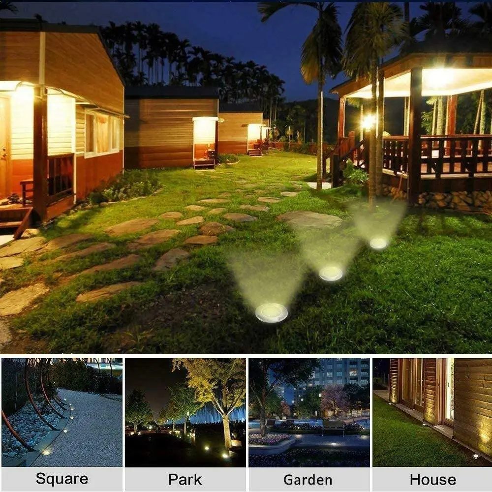 8Pack Solar Ground Lights16LED/ 20LED Solar Garden Outdoor Lights Disk Светлини Waterproof In-Ground Outdoor Landscape Lighting