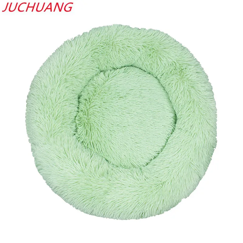 JUCHUANG Round Cat Beds House Soft Long Plush Pet Dog Bed For Dogs Basket Pet Products Възглавница Cat Mat Bed Sleeping Sofa