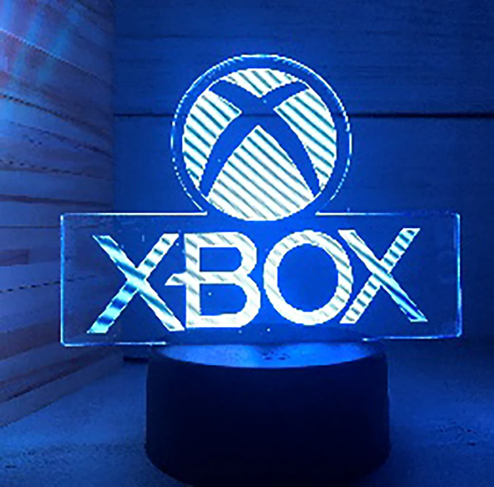 Xbox Game Night Light 3D LED Акрил за лека нощ За Деца Спалня Декор Лава Лампада Рожден Ден Празнични Подаръци Митническо Снимка Лампа